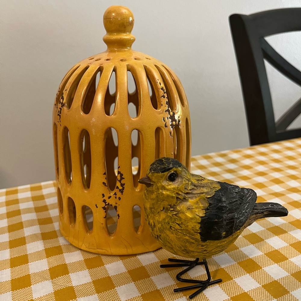 Golden Yellow Birdcage Decor